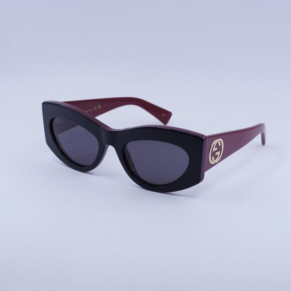 ?️ New Gucci GG1843S 006 Sunglasses - Shiny Black/Burgundy Frame, Grey Lenses main image 6